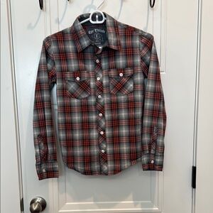 Epic Threads Red and Gray Button Down Shirt Plaid